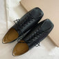 French Retro Pleated Cross Tie Flat Bottom Soft Leather Shoe  New Square Headed Strap Single Shoes
