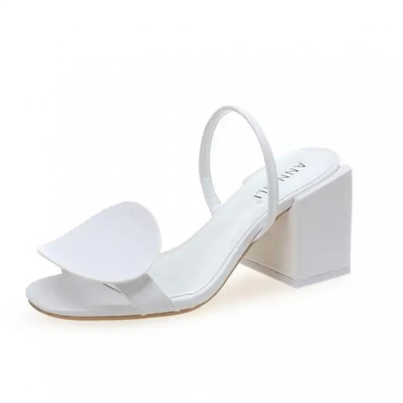Women Roman Square Round Heel Open Toe Sandals Blue Black White Sandals