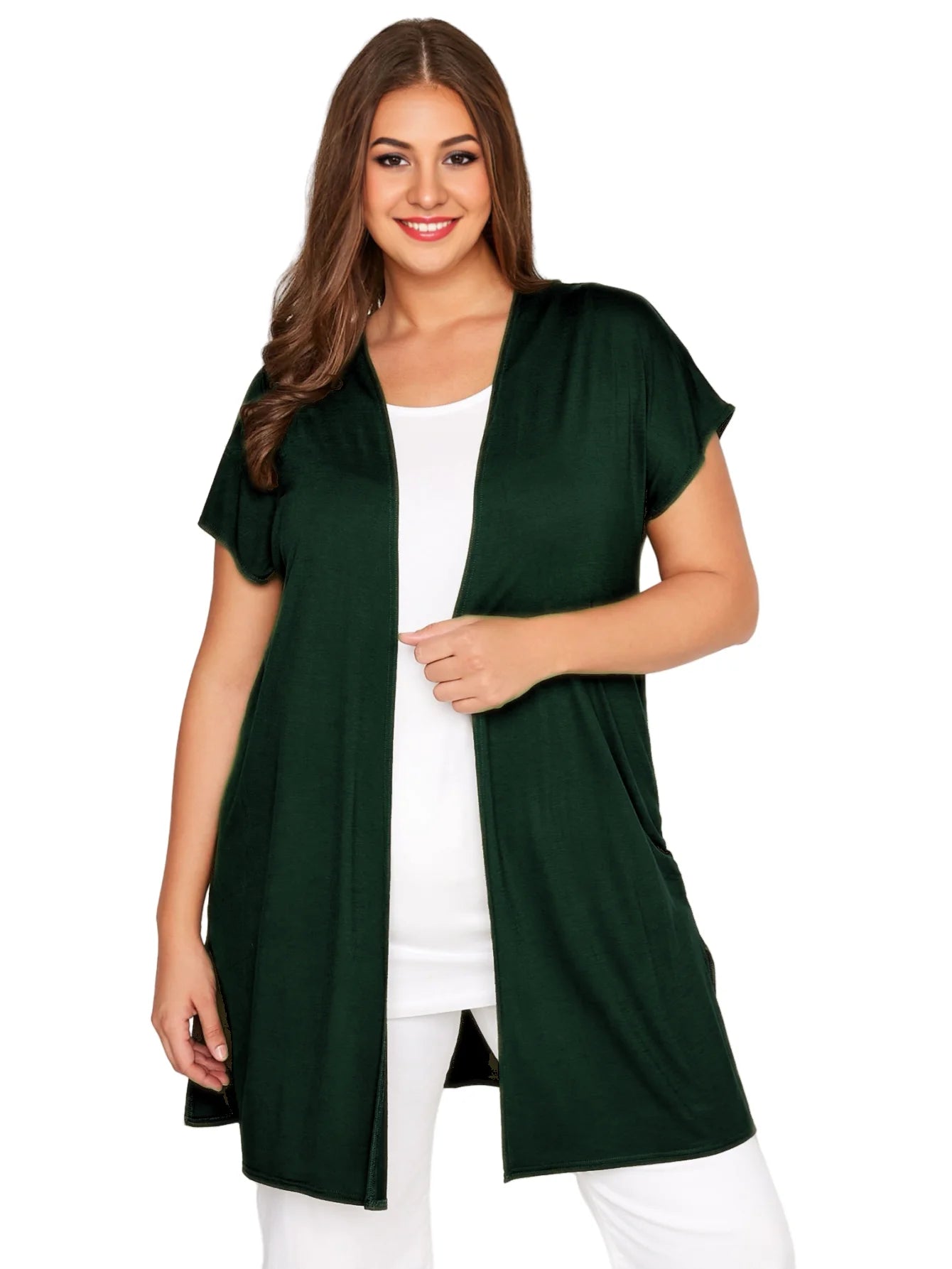 Women Short Sleeve Plus Size Summer Kimono Cardigan Open Front Plus Size Cardigan