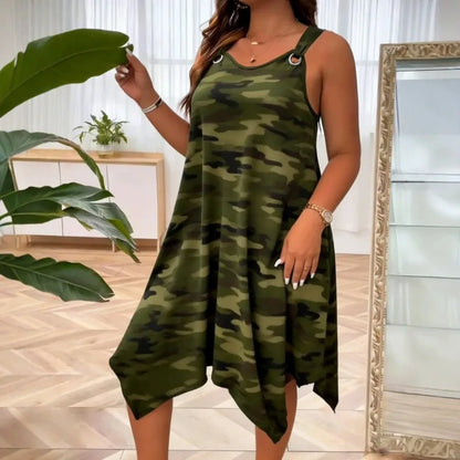 【New style】 - summer new style suspender dress fashionable  style camouflage simple design large size women's dress