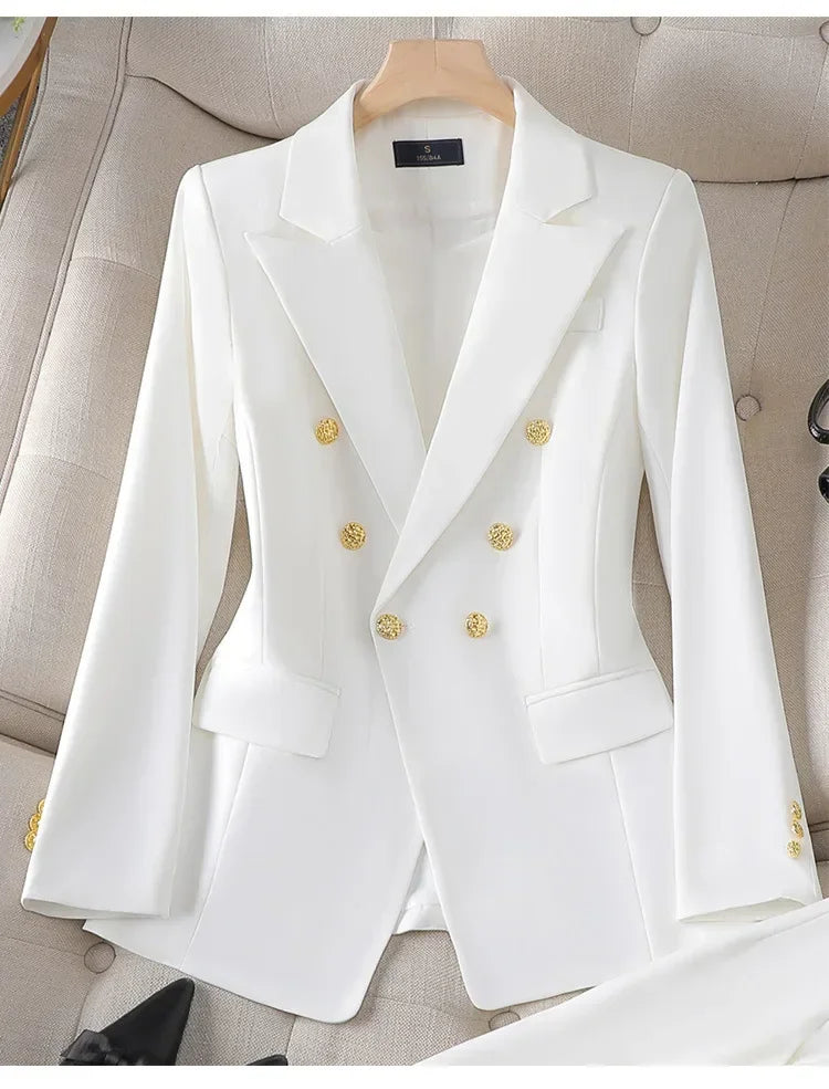 Elegant Office Ladies Two Piece Sets  Double Breasted