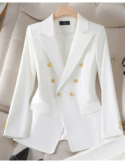 Elegant Office Ladies Two Piece Sets  Double Breasted