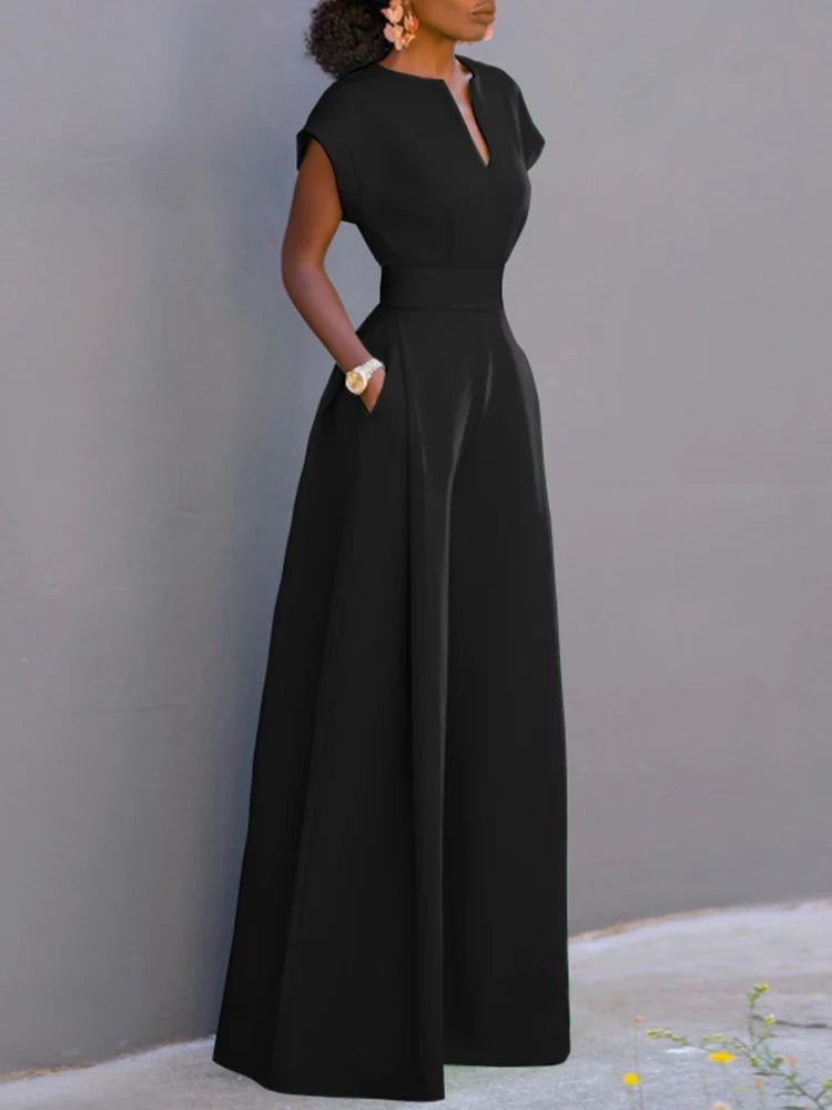 Overalls Women Elegant Jumpsuits Short Sleeve