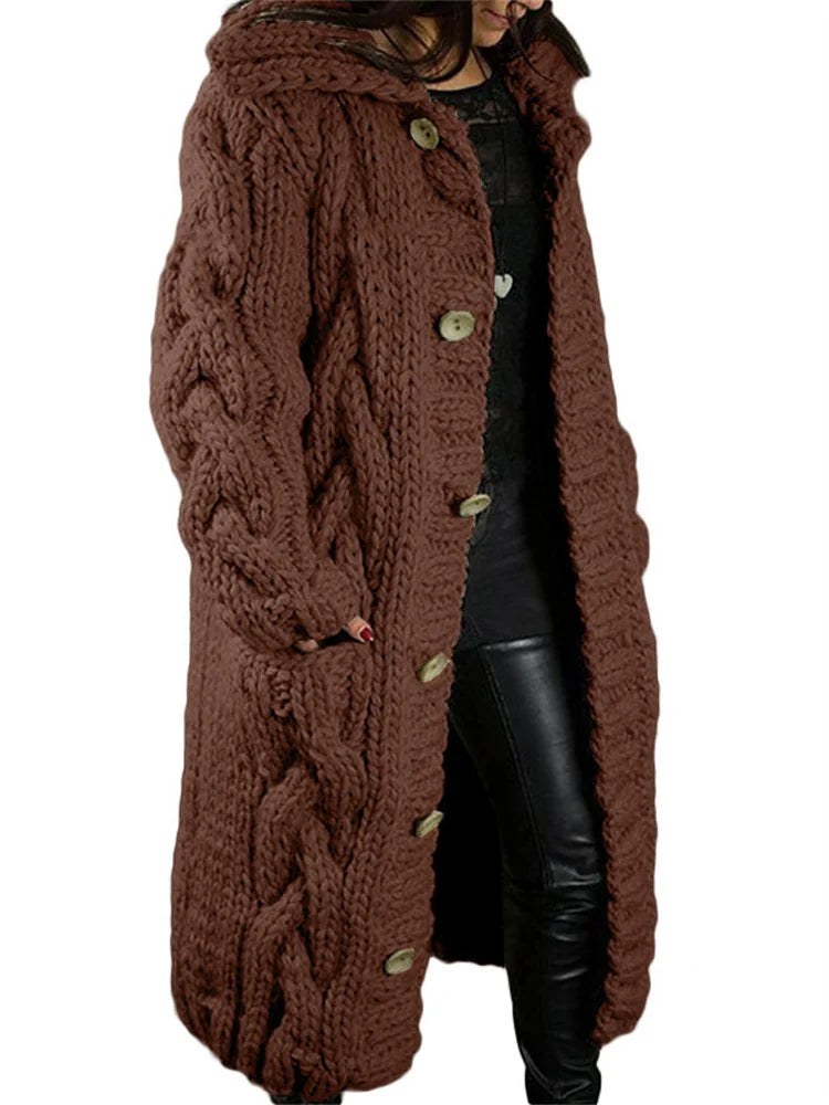Oversized Cardigan Women Autumn Winter Thick Long Knit Sweater