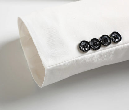 Men's Three-Piece White Suit, Anti-Wrinkle, No-Iron,  Four-Season Workplace Work Clothing