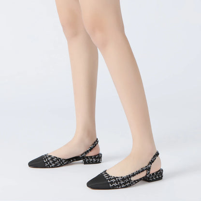 Slingback Flats for Women Square Pointed Toe Two Toned Flats Wedding