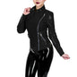 Glossy Leather Motorcycle Jacket for Women Long Sleeve Gothic Punk Style Coat