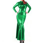 Shiny Metallic Party Evening Gown Dress High Neck Long Sleeve Mermaid Dress