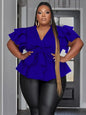 Women Plus Size Tops Elegant Deep V Neck Ruffles Shirts