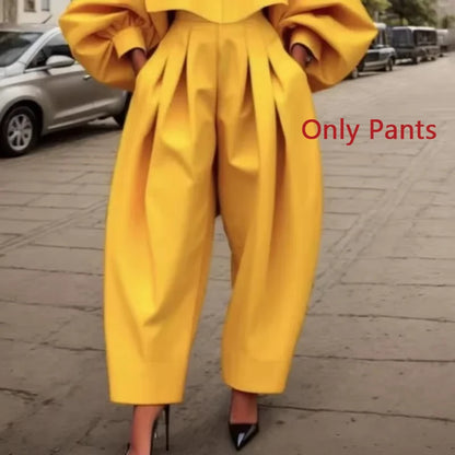 Elegant Women's Sets Yellow Two Piece Set