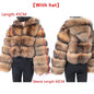 Real Fur Coat Women Natural Raccoon Fur Jacket  Long Sleeve With Hat