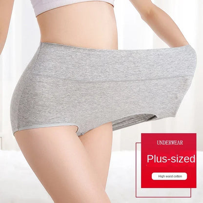 Women High Waist Underwear Cotton Panties Body Slim Plus Size
