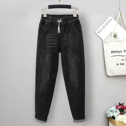 Plus Size jeans for Women Mom Jeans Woman Elastic High Waist Blue Baggy Jeans