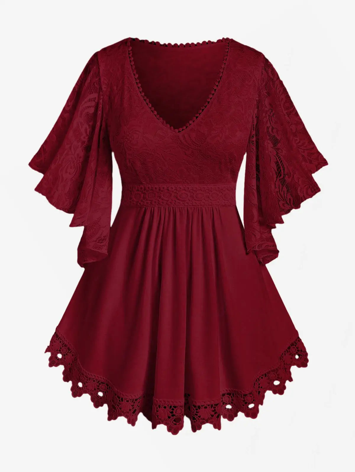 Women's Plus Size Flower Lace T-Shirt Curve Top
