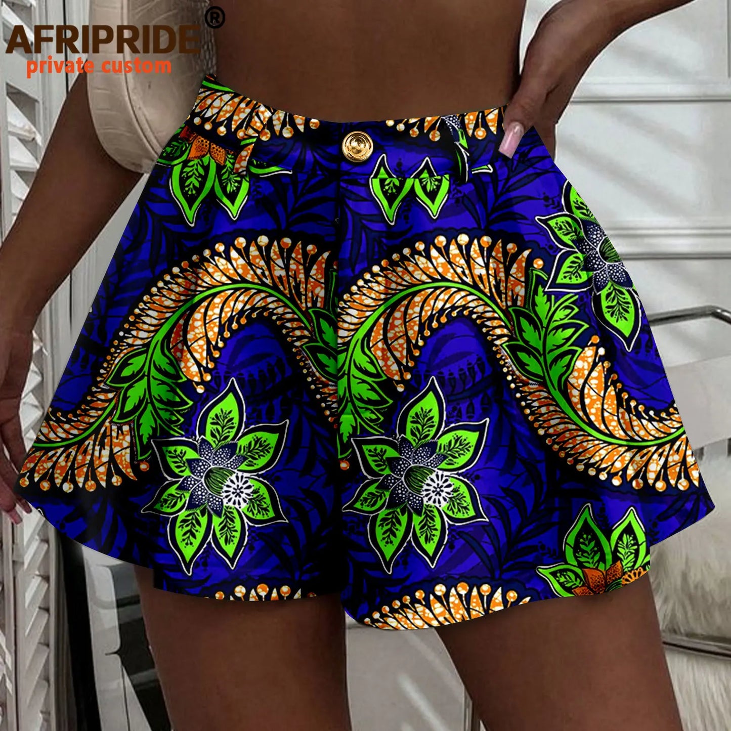 Women's Running Shorts Elastic High Waisted Shorts with Pockets  Short Pants African Ankara Print
