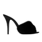 Mink fur high heels for women, sexy fish mouth leather party sandals for women