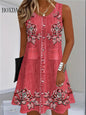 Women Summer Sleeveless Bohemian Dress Fashion Imitate Cowboy Vest  Casual Tank Beach Dresses
