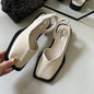 Square Toe Summer Elegant Ladies Sandals  Ladies Elastic Band Flat Heel Women Square Heel