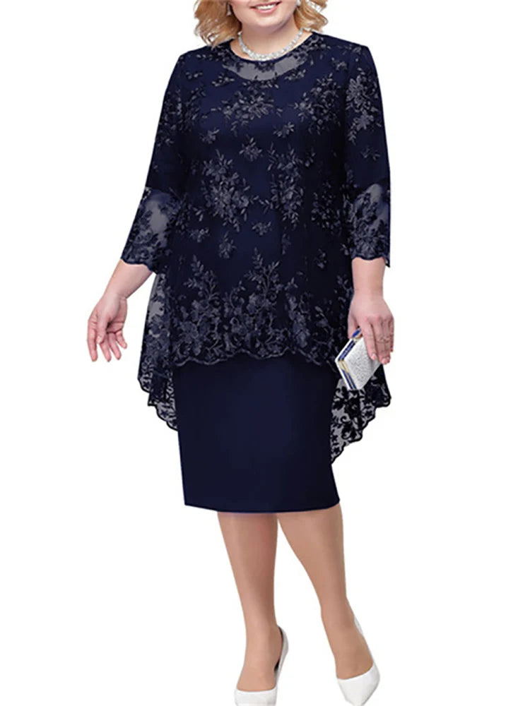 Formal Party Dresses for Ladies From 50 To 60 Years Embroidery Floral Luxury Wedding Guest Church Dresses