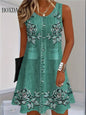 Women Summer Sleeveless Bohemian Dress Fashion Imitate Cowboy Vest  Casual Tank Beach Dresses