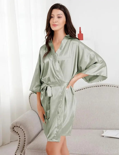 Nightgown Soft Bathrobe Short Women's Lounge Bride Bridesmaid Morning Gown  Wedding Party