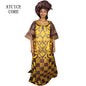 African Dresses For Women 3/4 Sleeve Plus Size Dress With Scarf