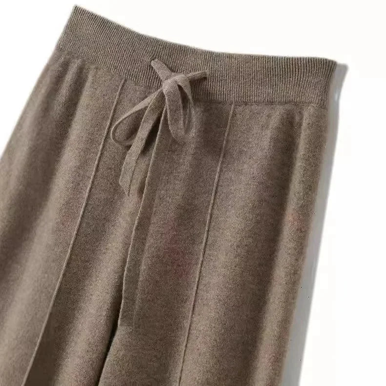 High Waist Knitted Woolen Wide Leg Pants