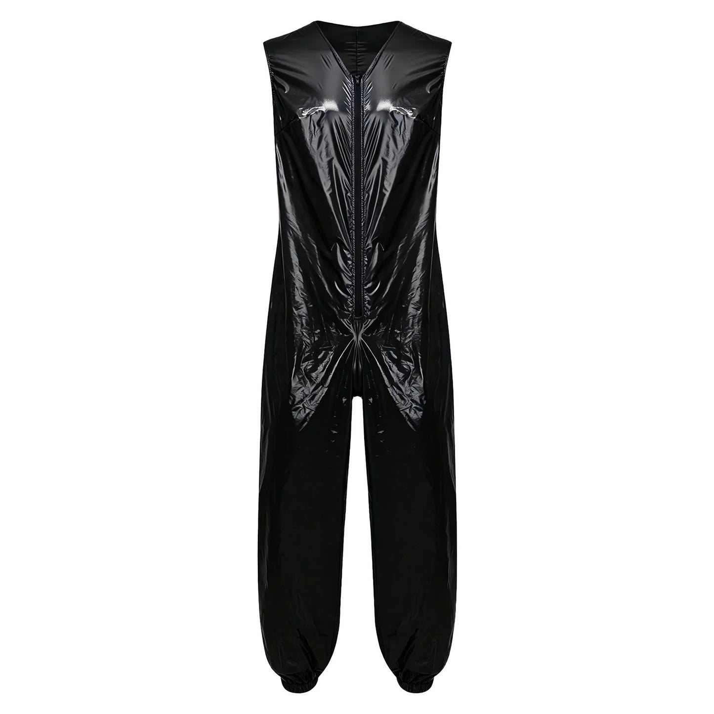 Mens Waterproof Jumpsuit Diaper Cover Sleeveless Zip Up Bodysuit  One-piece Rompers Adaptive Full Leotard