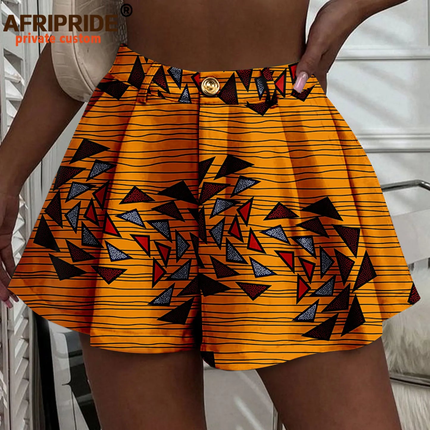 Women's Running Shorts Elastic High Waisted Shorts with Pockets  Short Pants African Ankara Print