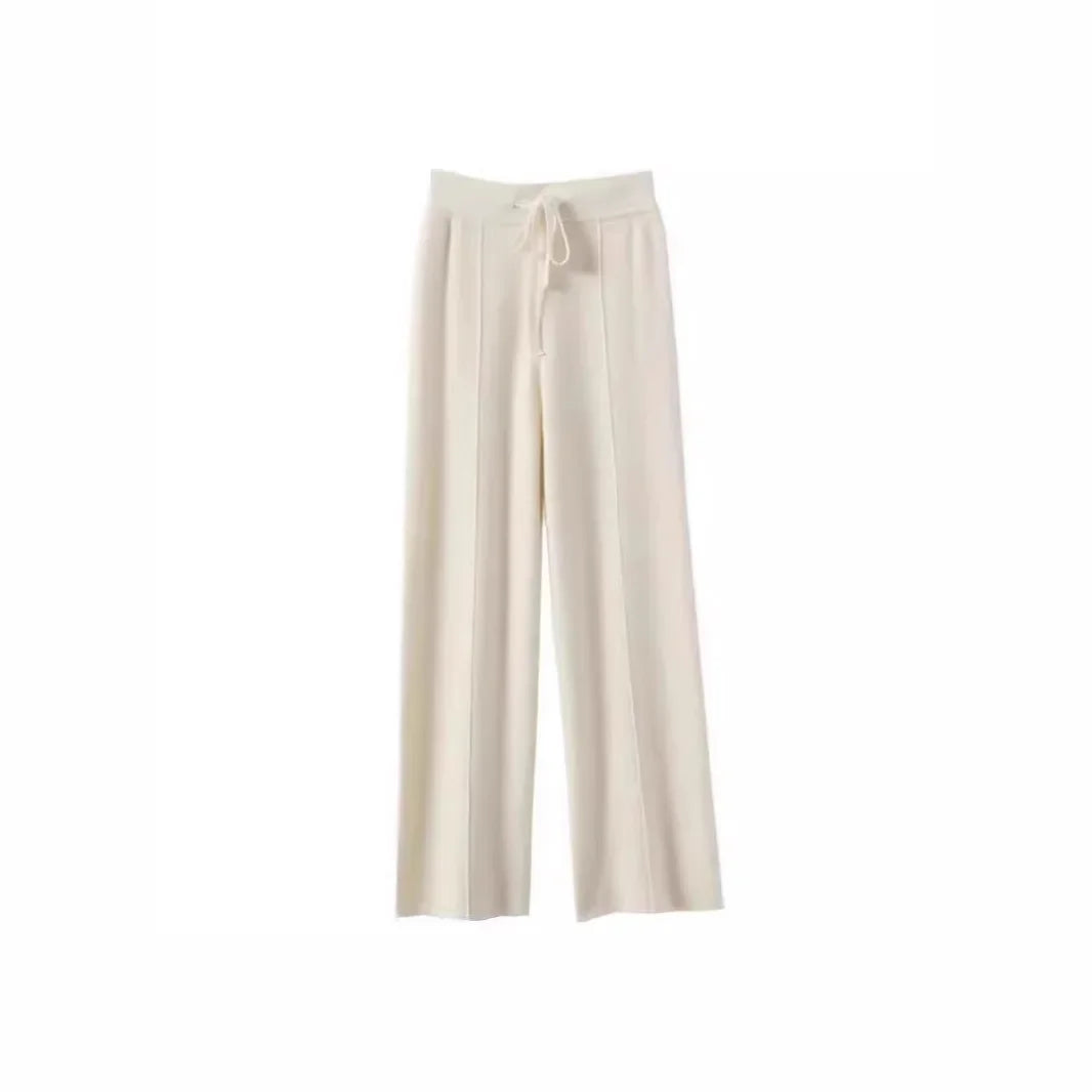 High Waist Knitted Woolen Wide Leg Pants