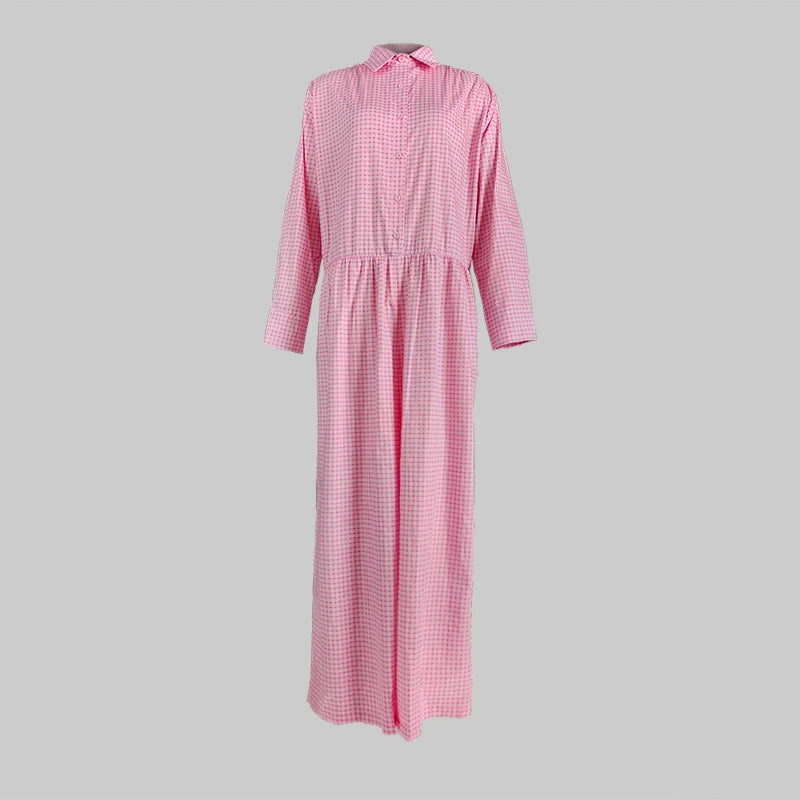 Woman Fashion Plaid Pink One Pieces Jump Suits