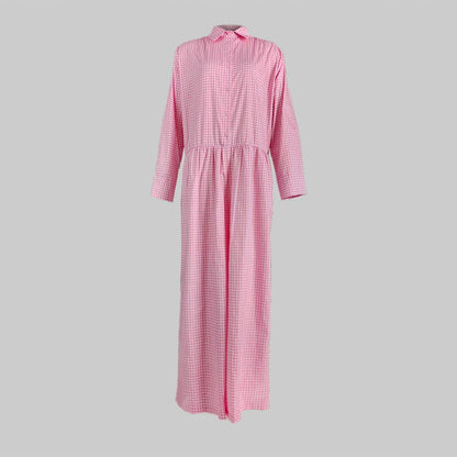 Woman Fashion Plaid Pink One Pieces Jump Suits