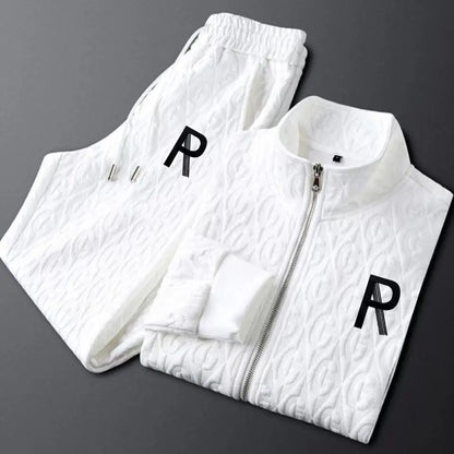 Spring Autumn New Men's Two Piece Set Linen Fabric Casual Sweatshirt and Sweatpants Set