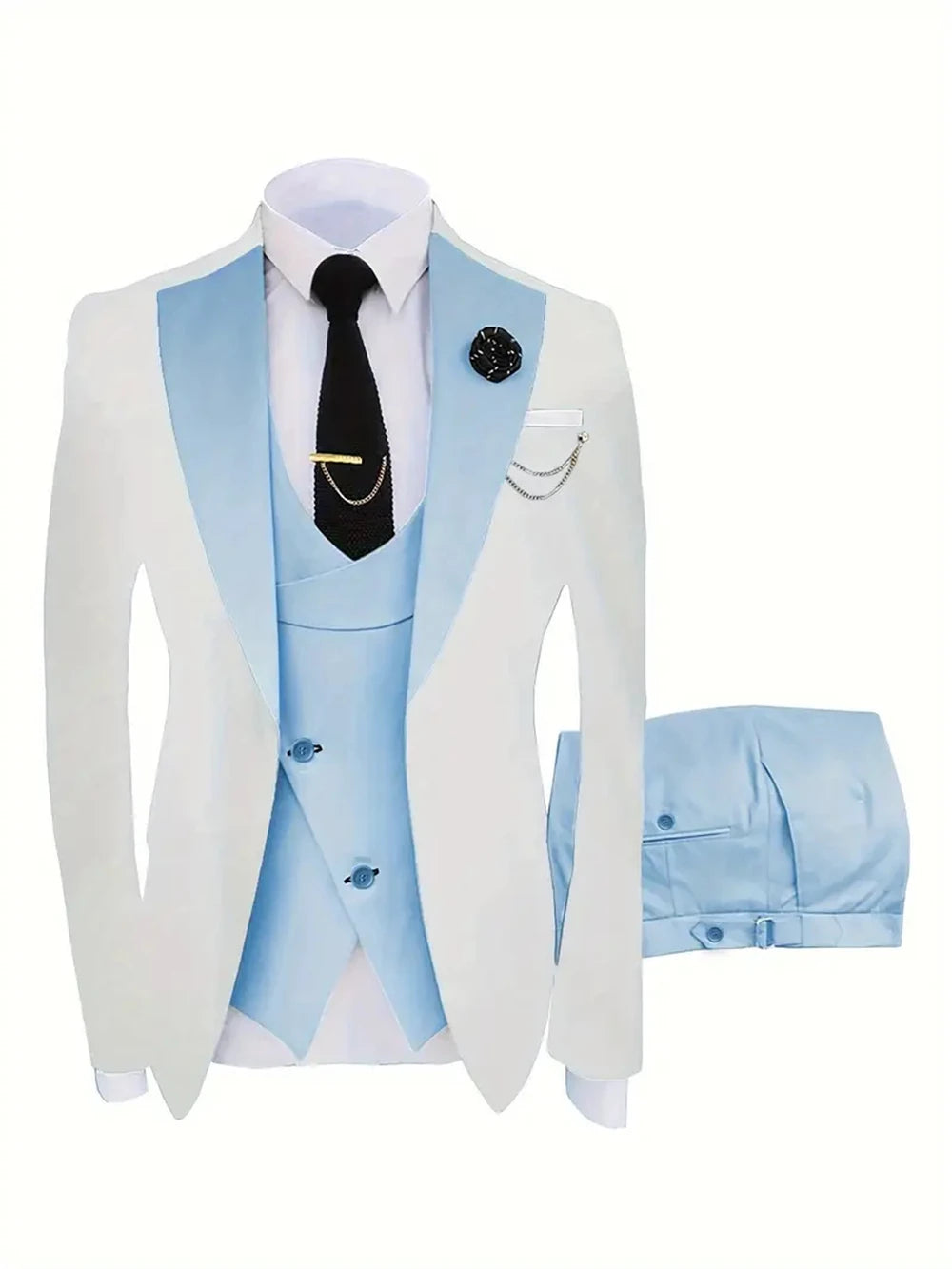 Men's Suits 3 Piece Groom Slim Fit Wedding Prom Party Tuxedo Elegant Formal Events Dress Suit