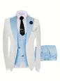 Men's Suits 3 Piece Groom Slim Fit Wedding Prom Party Tuxedo Elegant Formal Events Dress Suit