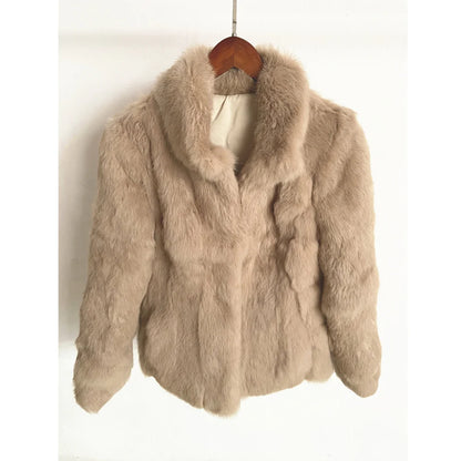 Natural Rabbit Fur Coat Women Winter Jacket Real Leather And Fur