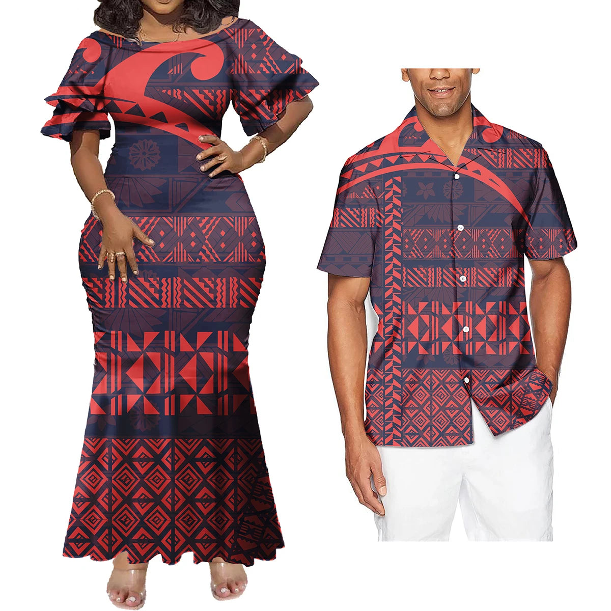 Print Plus Size Women's Dresses Formal Party Casual Dress Match Shirt Men
