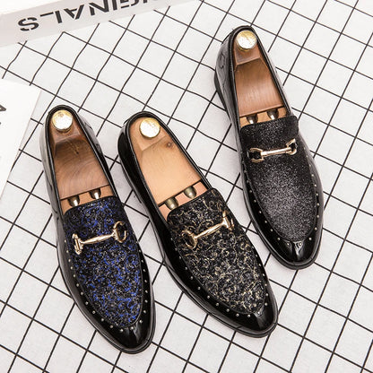 Men's Patent Leather Sequin Tassel Footwear