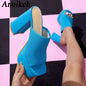 Summer Knitting Yarn Pleated Platform Rome Shallow Thick Bottom Peep Toe Thin Heels Women Sandals
