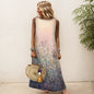 Elegant Printed O-Neck Sleeveless Women Dress  Loose Casual Beach Long Dresses Ladies Boho Maxi Dress