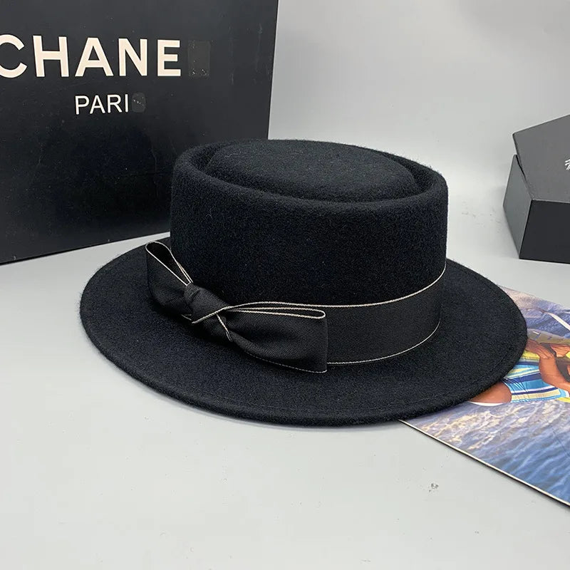 Zipper shallow  fedora hat  woolen hat ladies European punk chain novelty