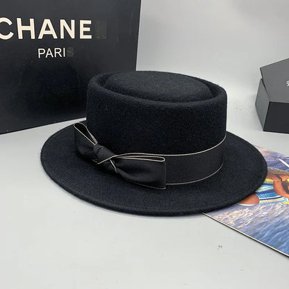 Zipper shallow  fedora hat  woolen hat ladies European punk chain novelty