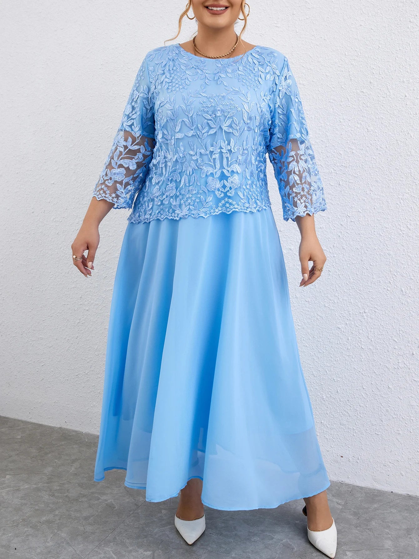 Plus Size Long Dresses Women Clothing Summer Embroidery Elegant Party Dress for Wedding Guest Church Dress