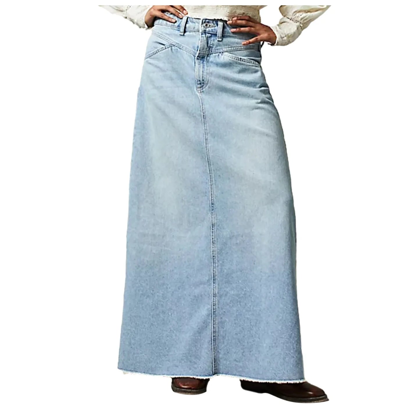 Women's Denim Maxi Skirt  High Waist