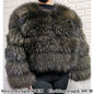 Real Fur Coat Women Natural Raccoon Fur Jacket  Long Sleeve With Hat