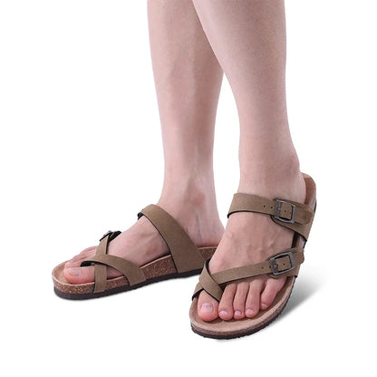 Women's Suede Mules Slippers Men Clogs Cork Insole Sandals With Arch Support