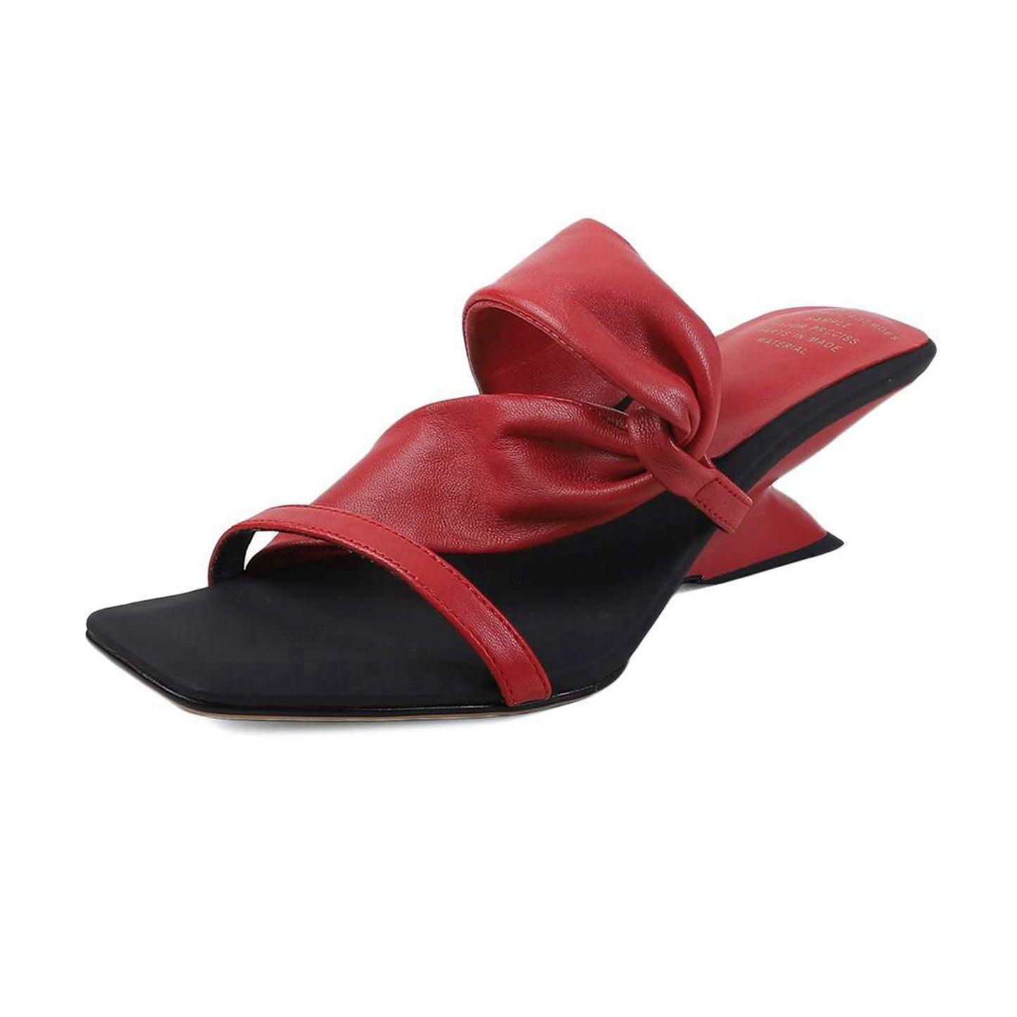 Krazing Pot Plus Size Sheepskin High Heels Concise Dating Summer Shoes Slingback Mules Luxury Red Women Sandals