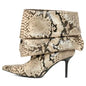 Sexy Snake Pattern Pleated High-heeled Sleeve Boots for Women