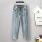 Plus Size jeans for Women Mom Jeans Woman Elastic High Waist Blue Baggy Jeans