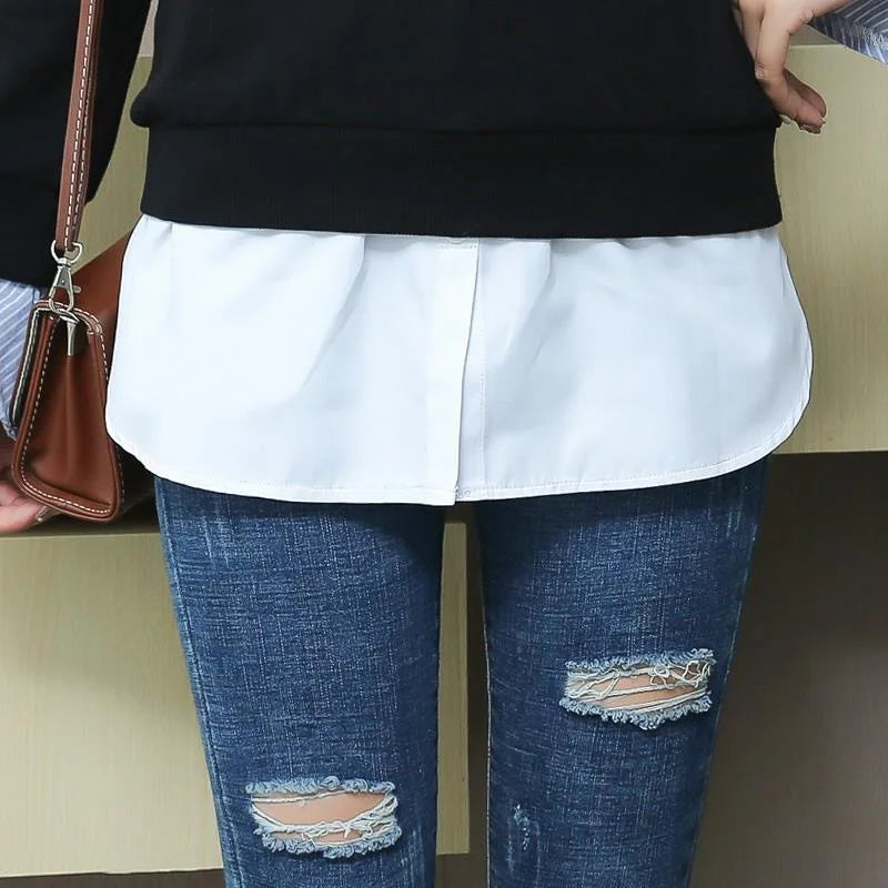 Women Extender Fake Shirt Tail Skirt Blouse Tail Hem Soft Detachable Underskirt Sweater Hemline